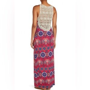 Felicity & Coco Red/White/Blue Maxi Dress with Crochet Back — Size S